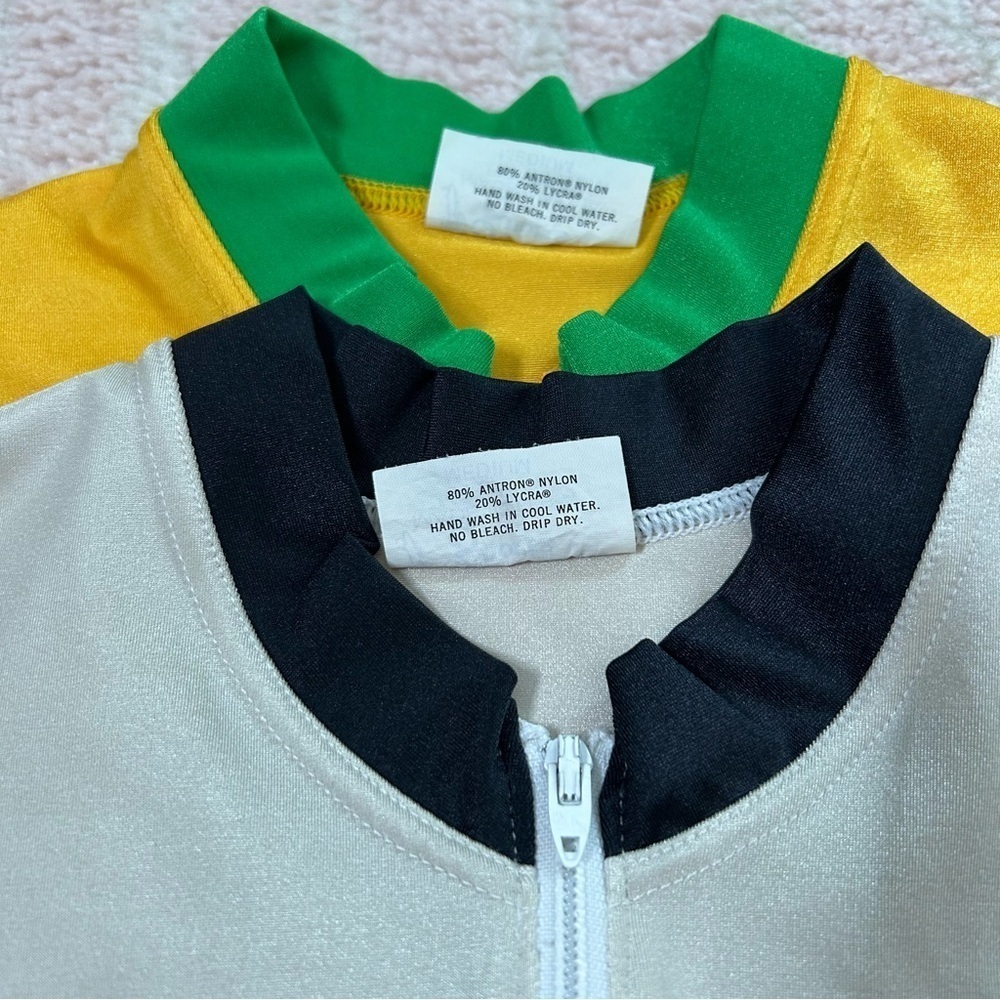 2 Vintage Schnaubelt Shorts Cycling Jerseys 1/4 Zip Yellow Green Tan Red Black M - Picture 5 of 14